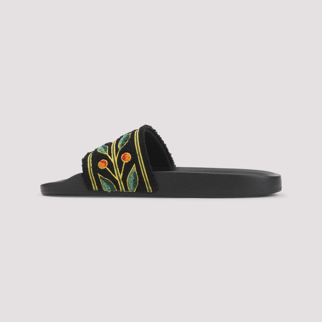 Casablanca Floral-Embroidered Casual Sandals With Geometric Emblem