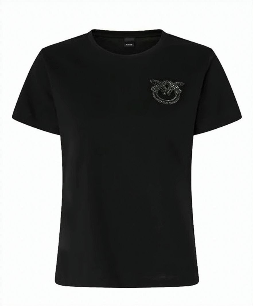 Pinko Embellished Cotton Jersey T-Shirt With Crystals