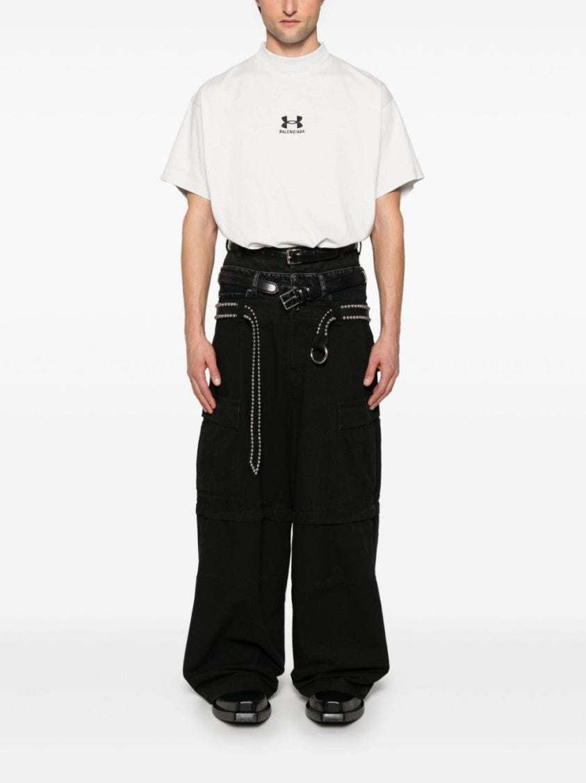 Balenciaga Oversized White T-Shirt With Design And Subtle Logo