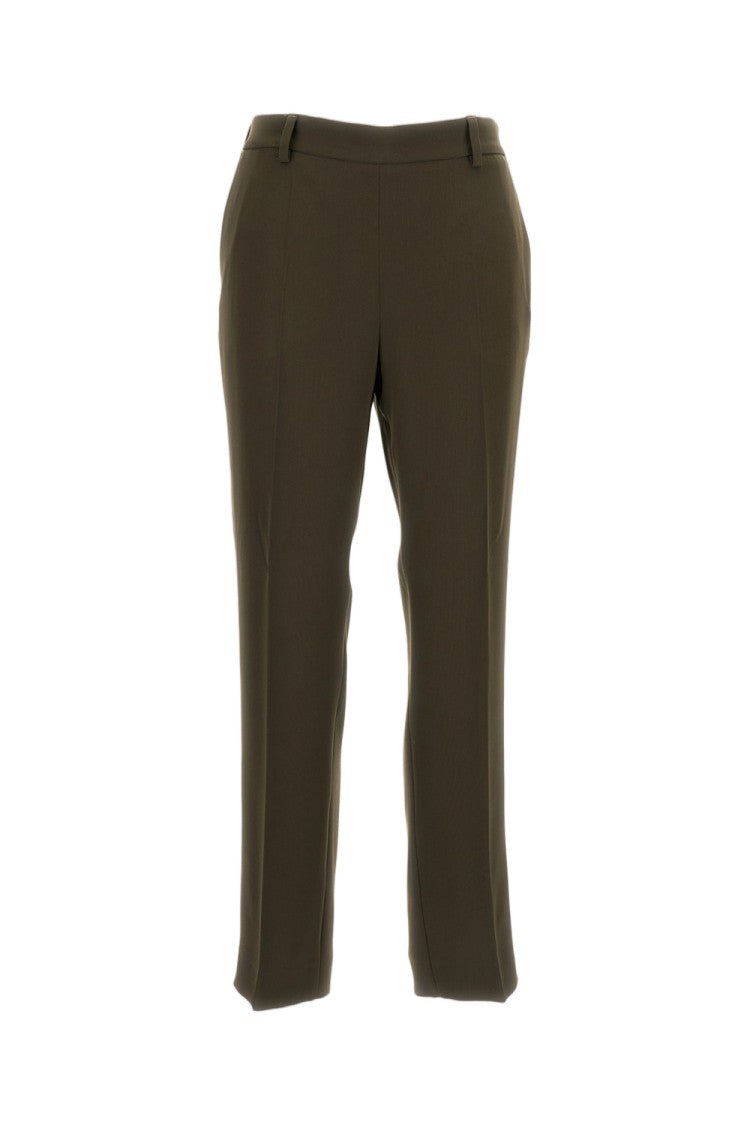 Alberto Biani Green Straight-Leg Pressed Crease Cropped Pants