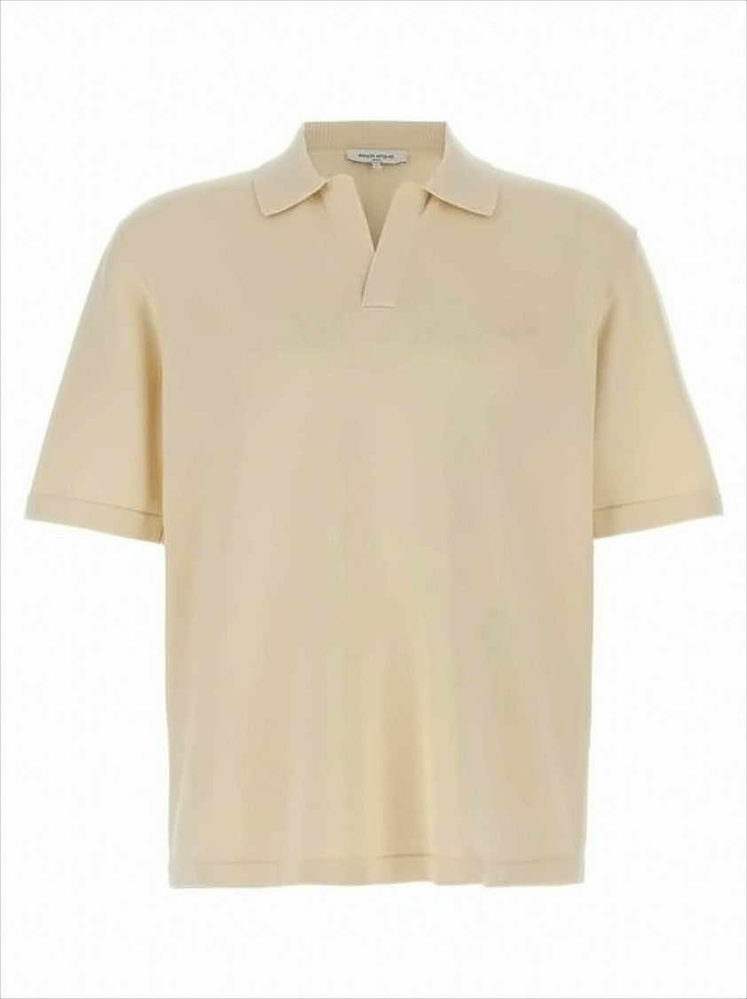 Maison Kitsuné Short-Sleeved Knit Polo Shirt With Classic Collar And Textured Finish