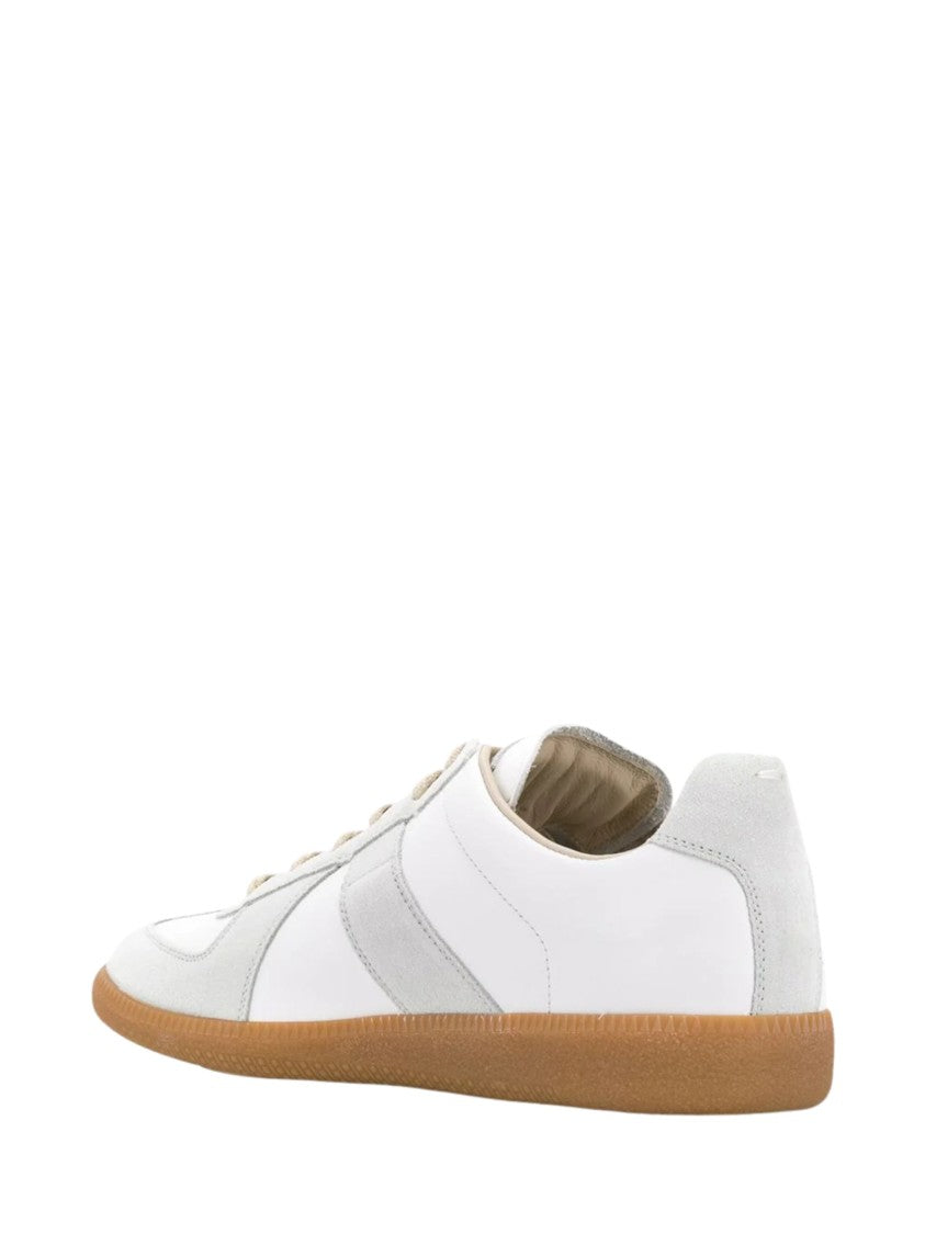 Maison Margiela White Low-Profile Leather Suede Sneakers