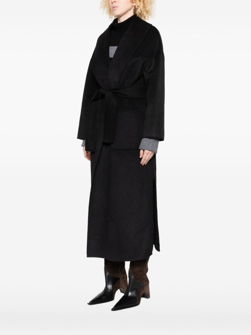 Liu Jo Wrap-Style Long Coat With Self-Tie Belt