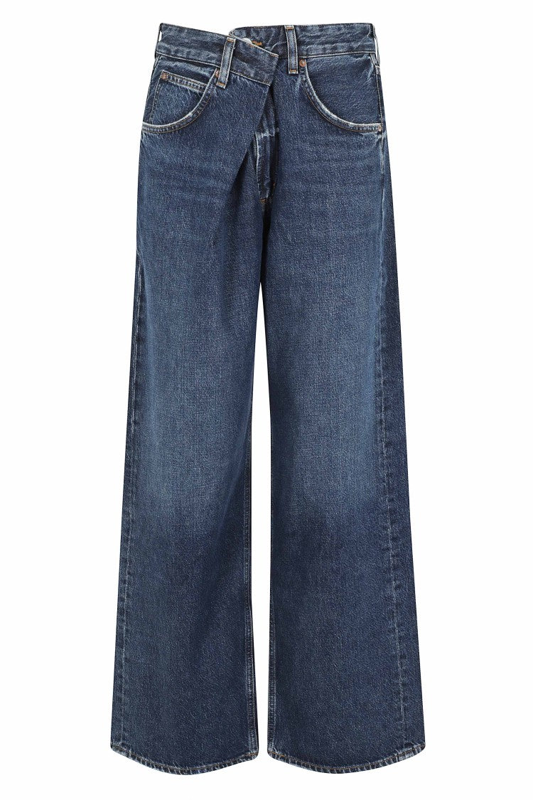 Agolde Dark Indigo Vana Folding-Waist Cotton Jeans