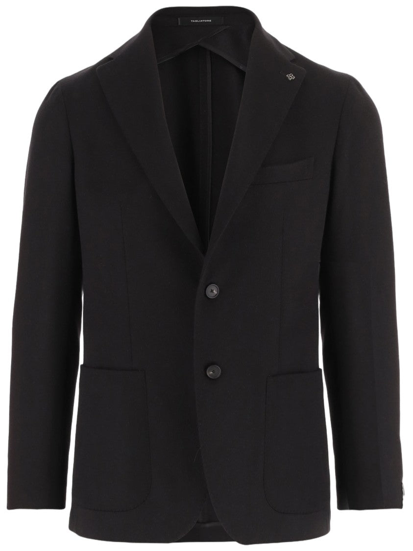 Tagliatore Black Camel Blazer With Classic Lapel