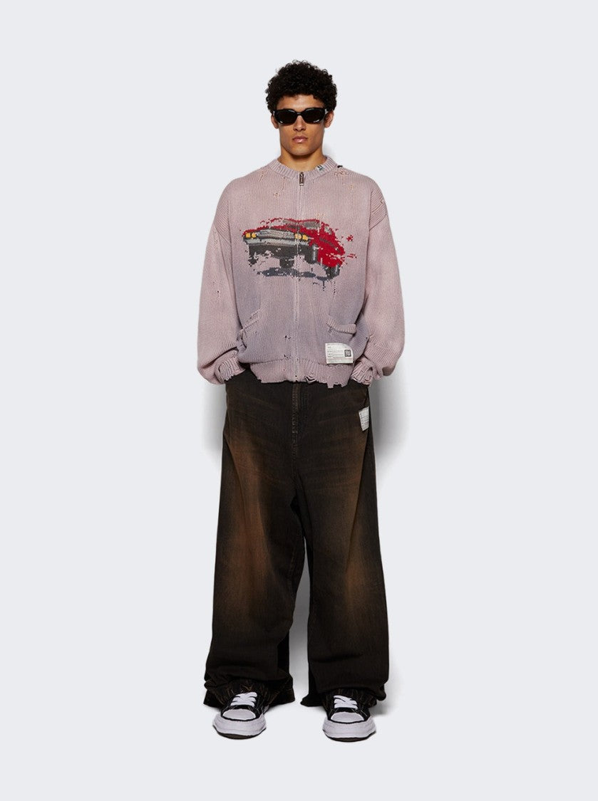 Maison Mihara Yasuhiro Car Jacquard Knit Cardigan Pink