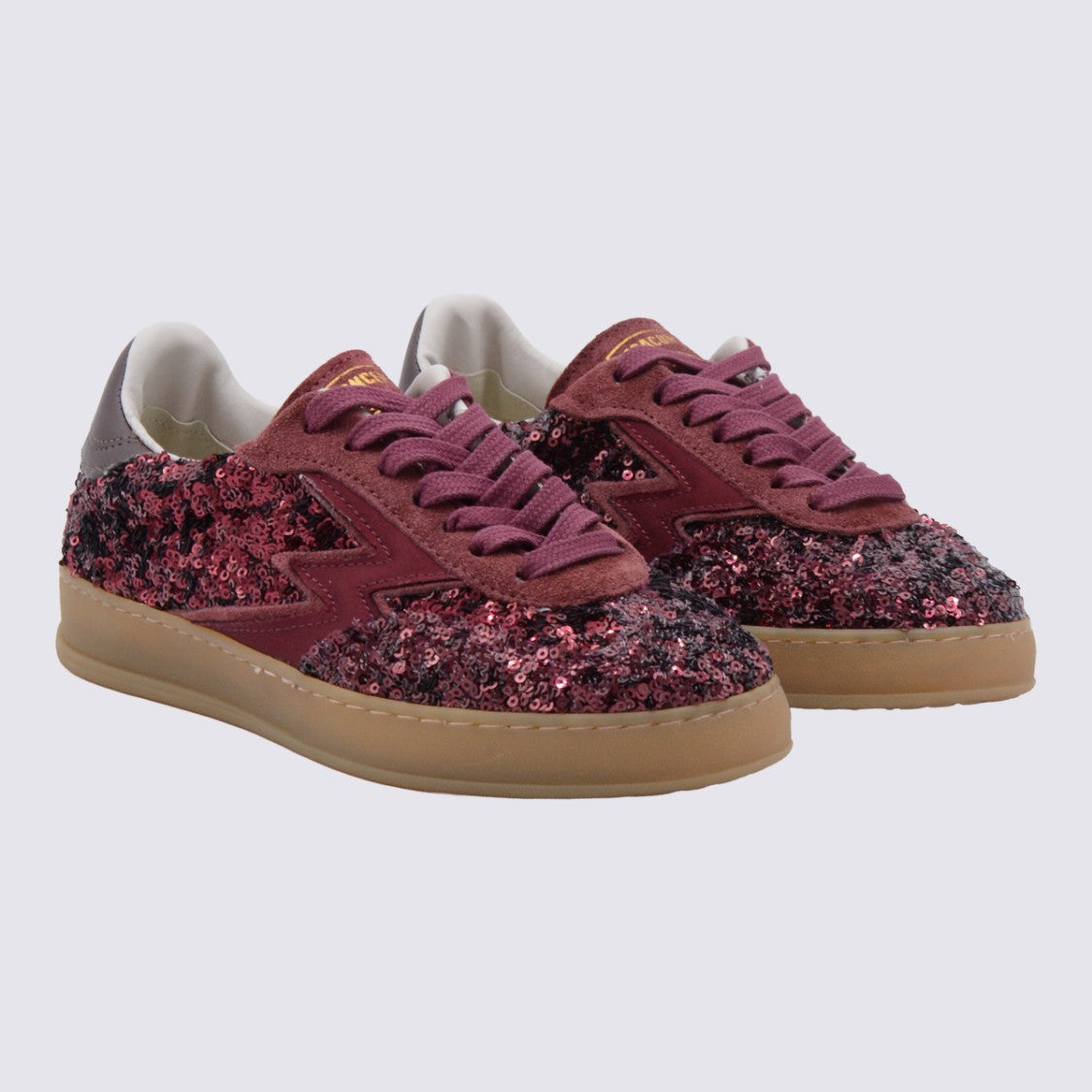 Moaconcept Bordeaux Sneakers From Moaconcept Featuring Round Toe, Cotton Laces Fastening, Paillettes And Rubbel Sole.