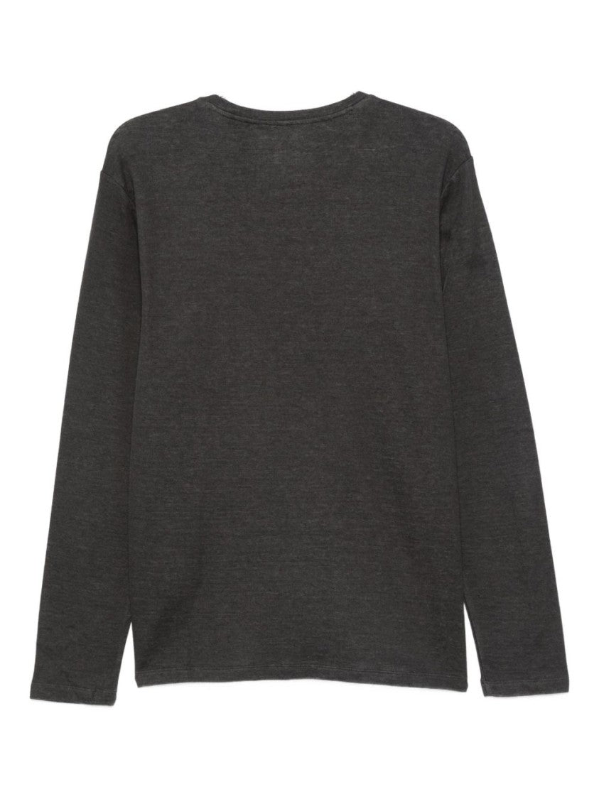 Majestic Filatures Long-Sleeved Black And Gray Cashmere-Cotton T-Shirt