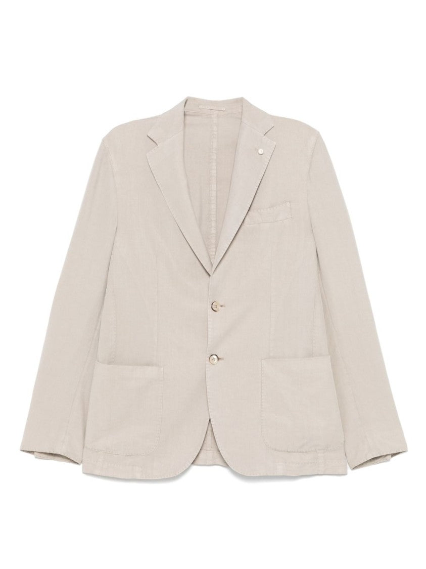 Luigi Bianchi Single-Breasted Blazer In Light Beige With Classic Features