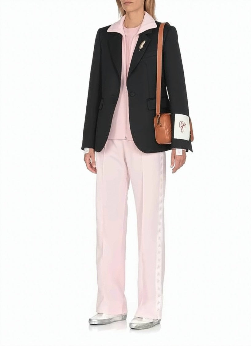 Golden Goose Wide Jogging Pants With Star Motifs And Vertical Seams