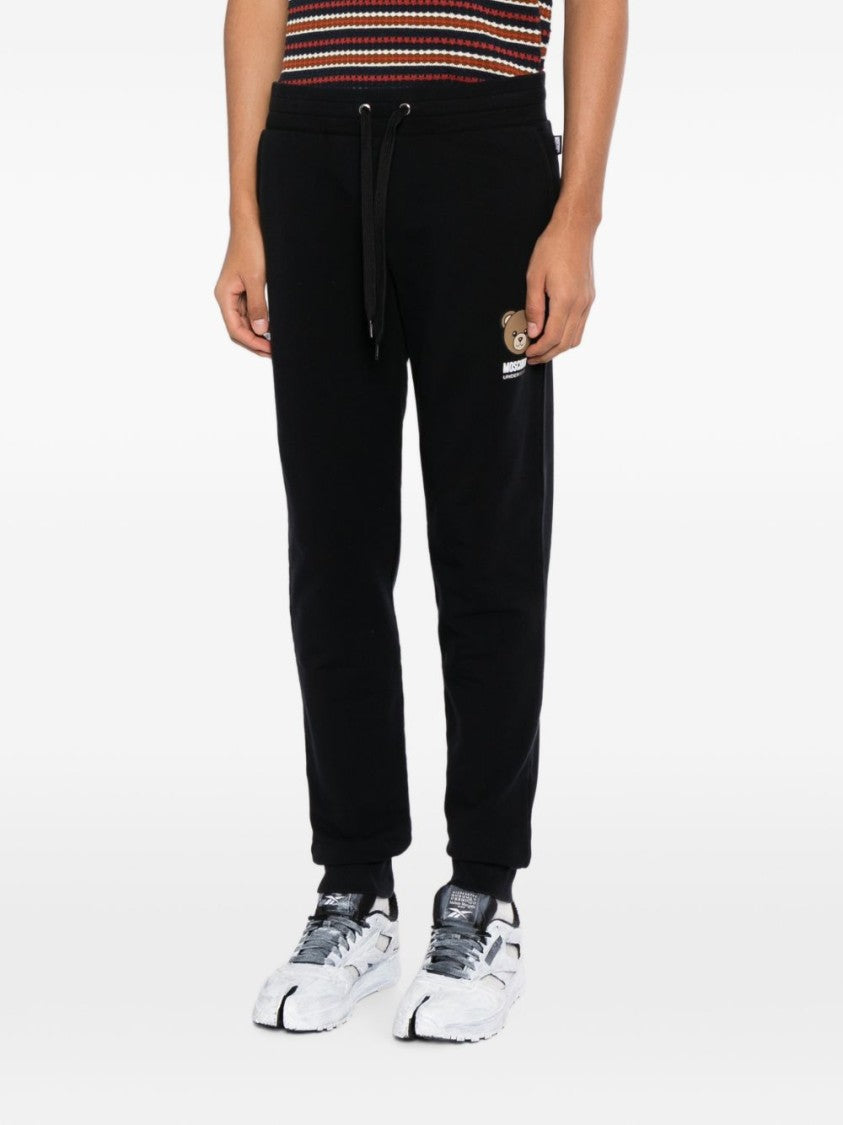 Moschino Black Relaxed Drawstring Graphic Pants
