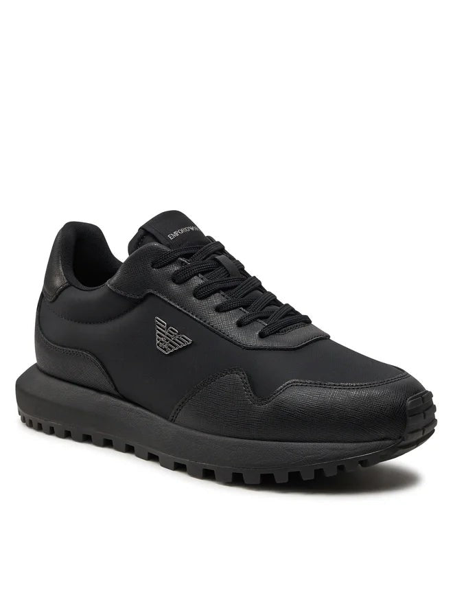 Emporio Armani Black Leather Sneakers