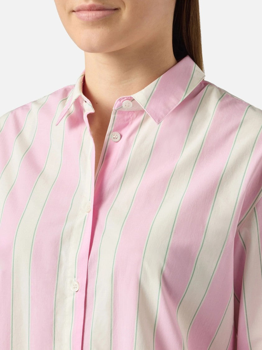 Mc2 Saint Barth Vertical Striped Long-Sleeved Shirt With Embroidered Detail