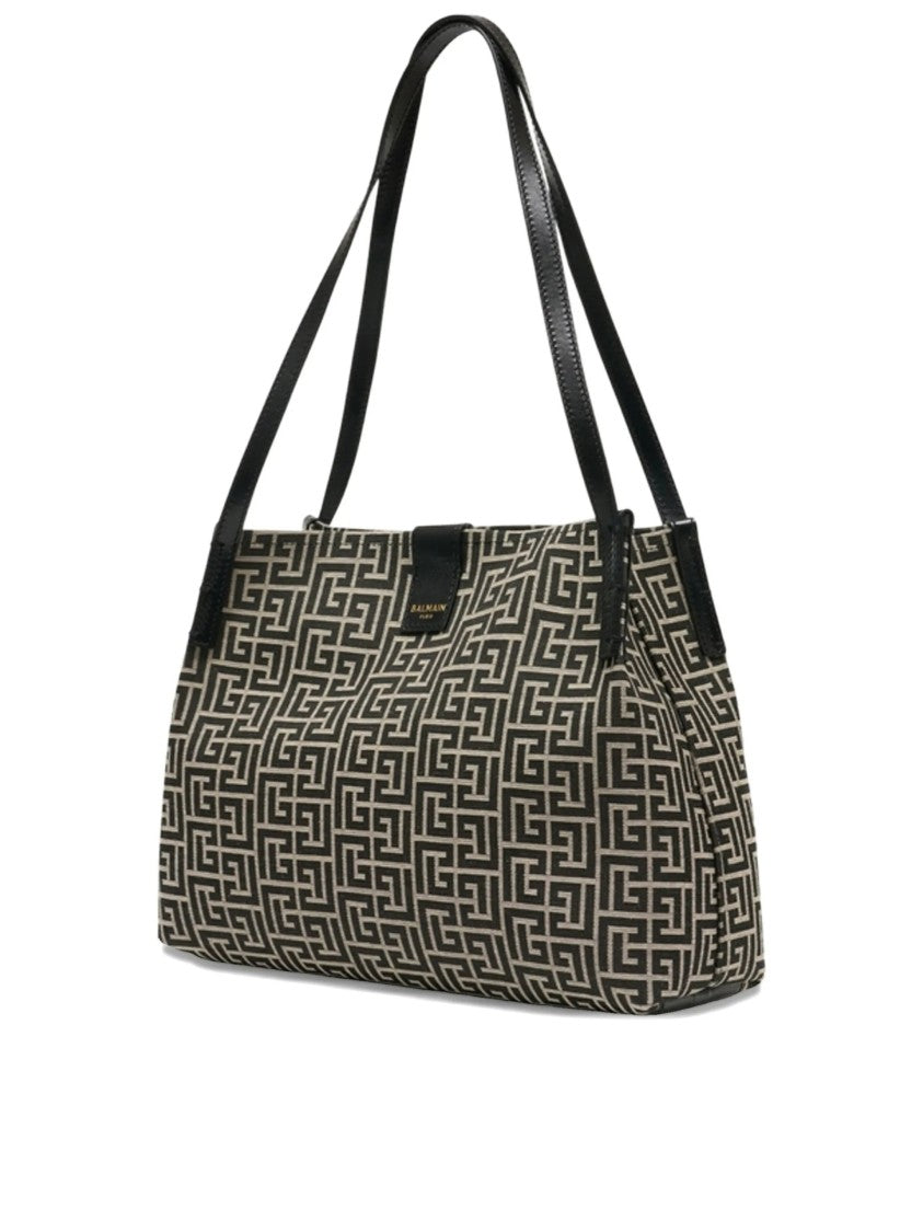 Balmain Medium Structured Geometric Maze Design Tote