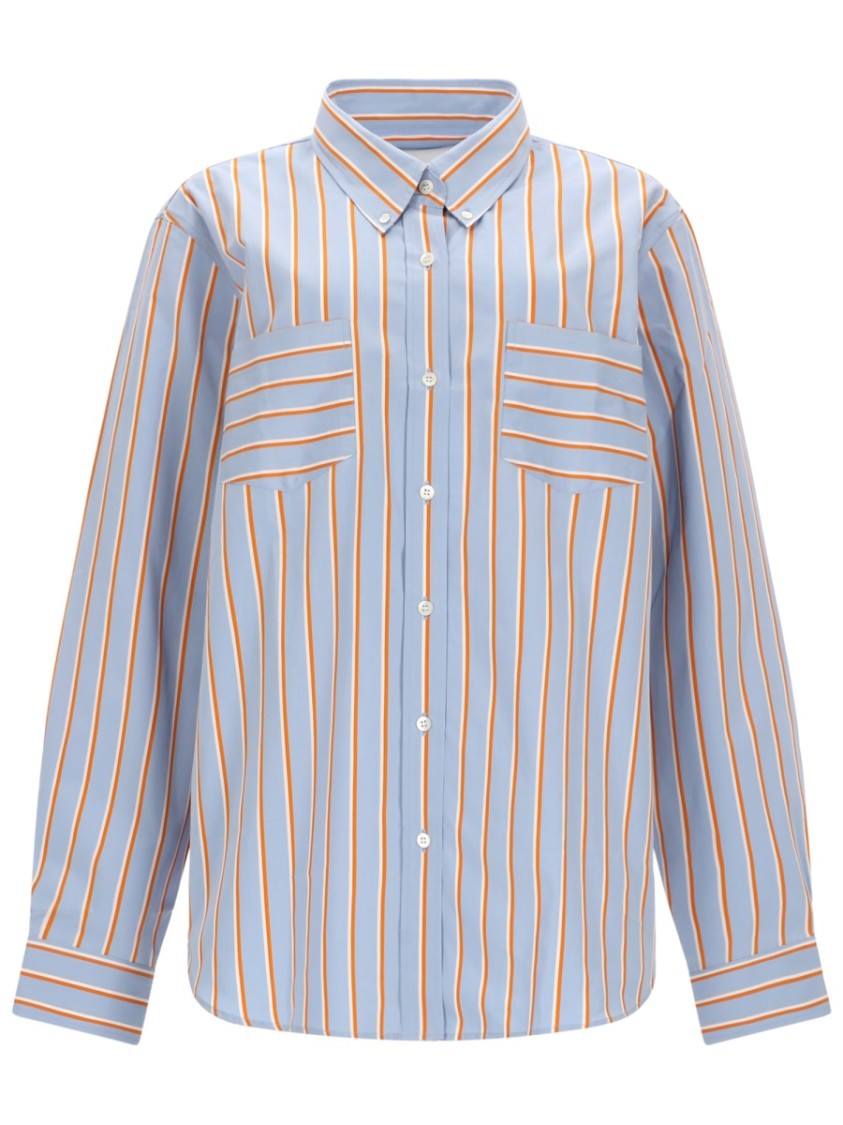 Dries Van Noten Loose Fit Vertical Contrasting Stripes Shirt
