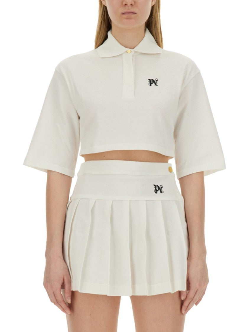 Palm Angels Monogram Cropped Polo Shirt