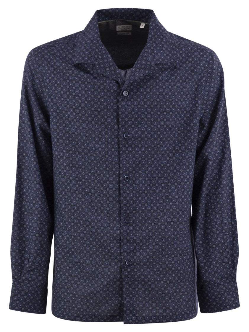 Brunello Cucinelli Geometric Print Easy Fit Twill Shirt