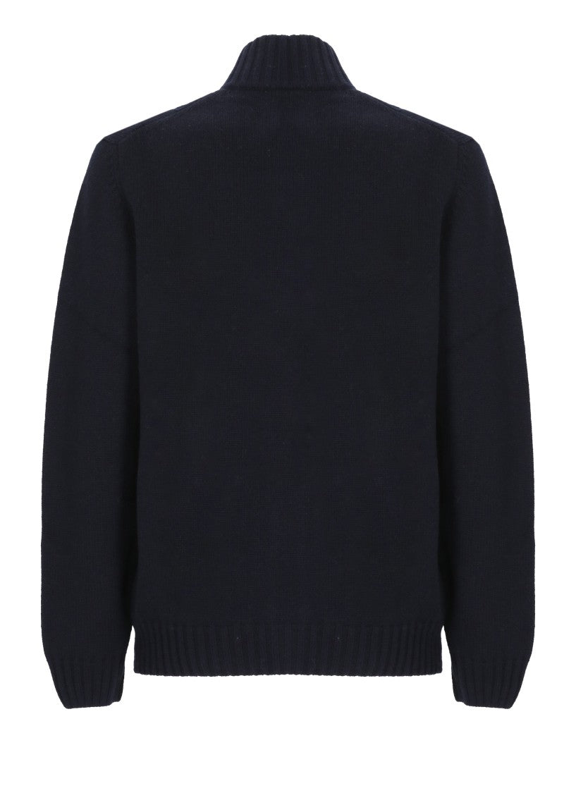 Della Ciana Blue Cable Knit Wool-Blend Cardigan
