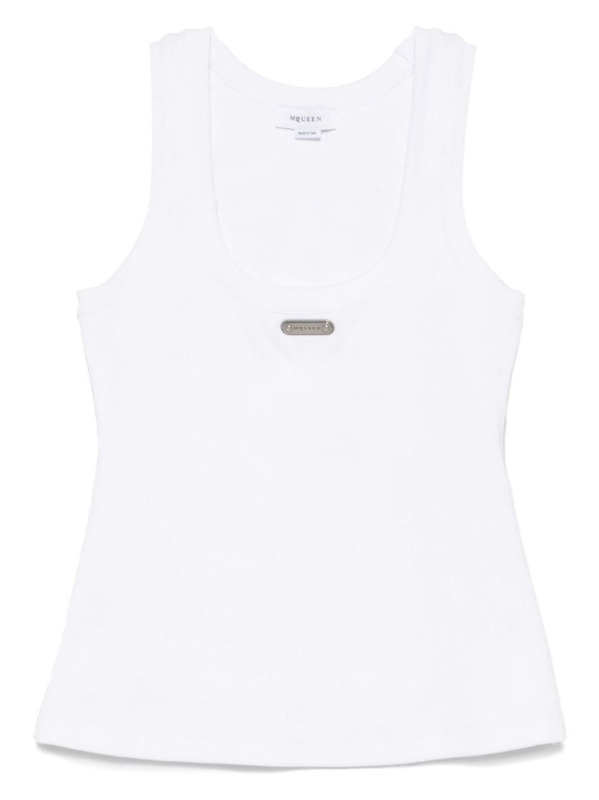 Alexander Mcqueen Ribbed Stretch Cotton Jersey Tank Top