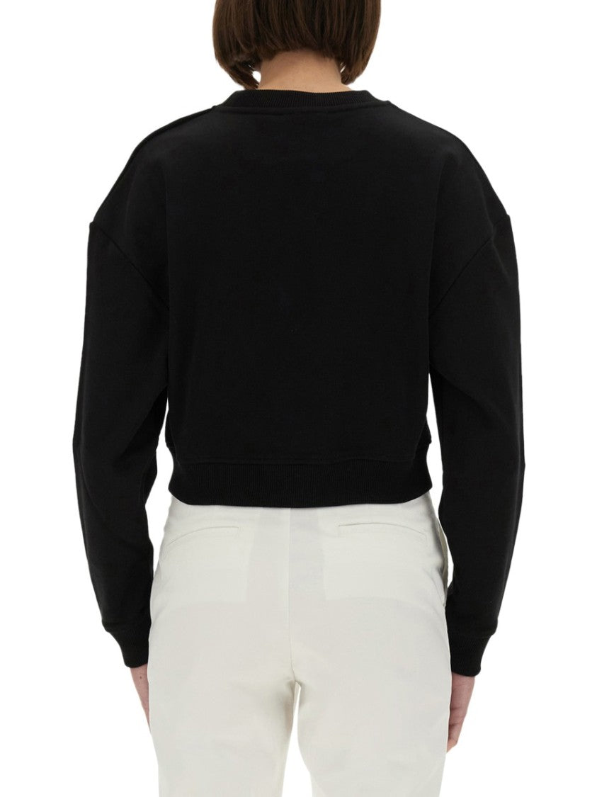 Balmain Cropped Black Sweatshirt