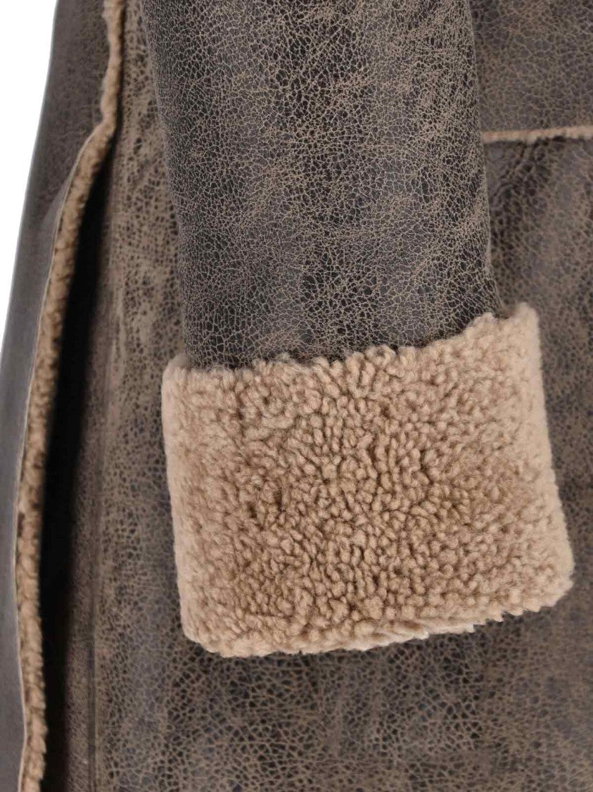 Vivienne Westwood Double-Breasted Shearling And Lambskin Coat – Brown