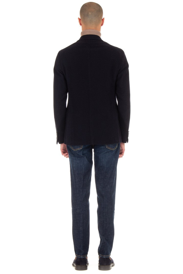 Tagliatore Montecarlo Double-Breasted Wool Rib Jacket