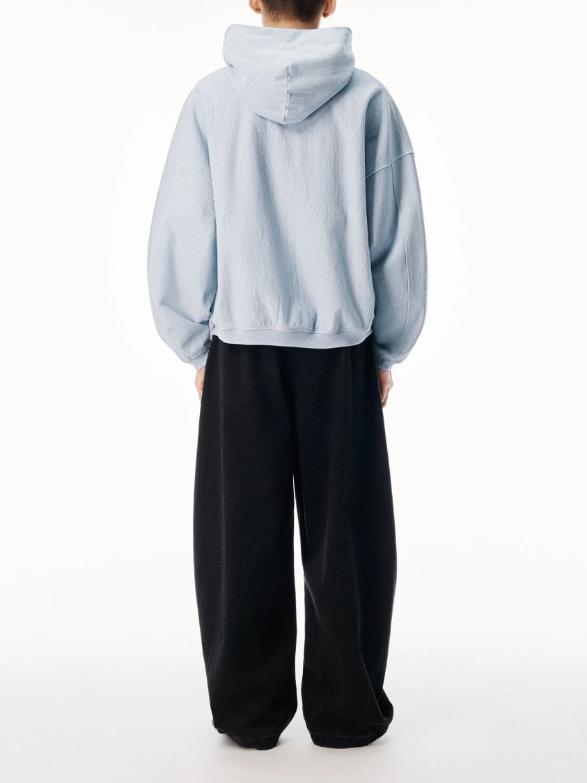Alexander Wang Light Blue Relaxed Cotton Zip Hoodie Sweatshirt