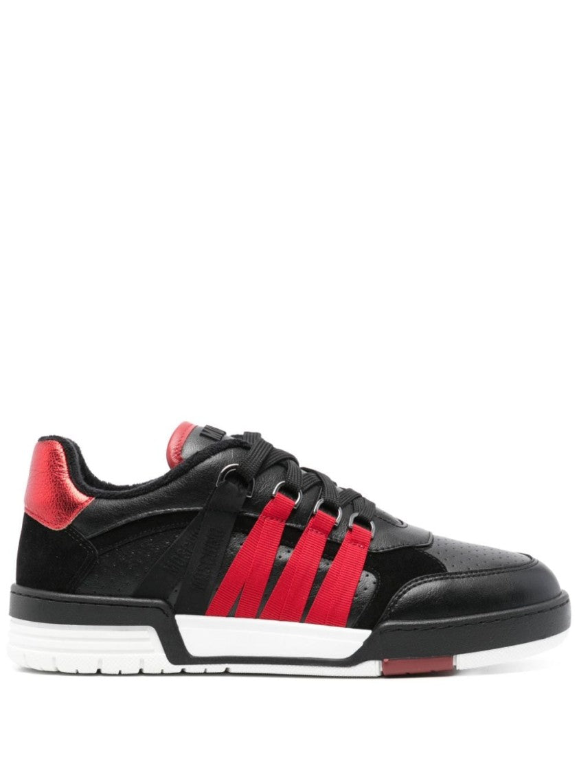 Moschino Panelled Calf Leather And Suede Sneakers