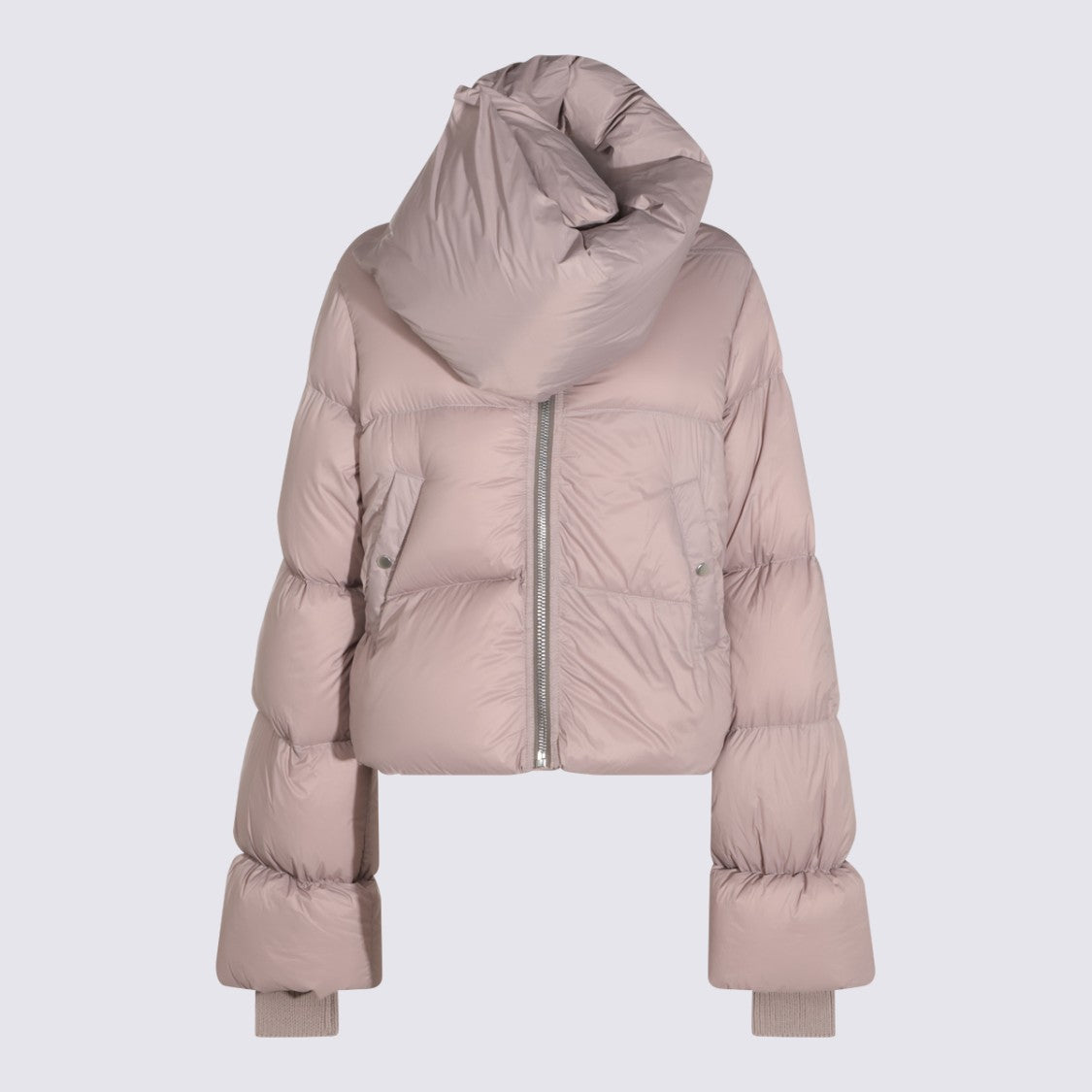 Rick Owens Rose Cotton Down Jacket With High Rounded Collar And Padded Sleeves