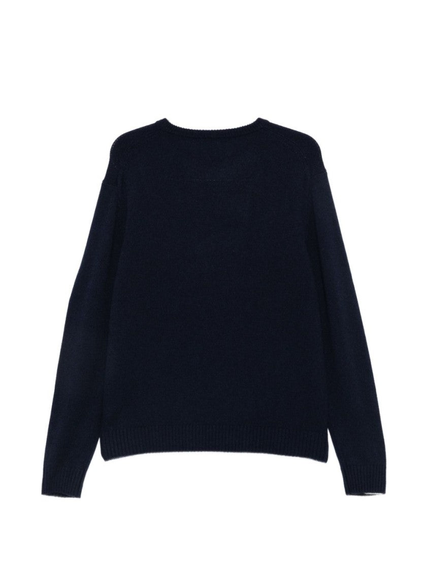 Aspesi Black Minimalist Ribbed Crewneck Sweater