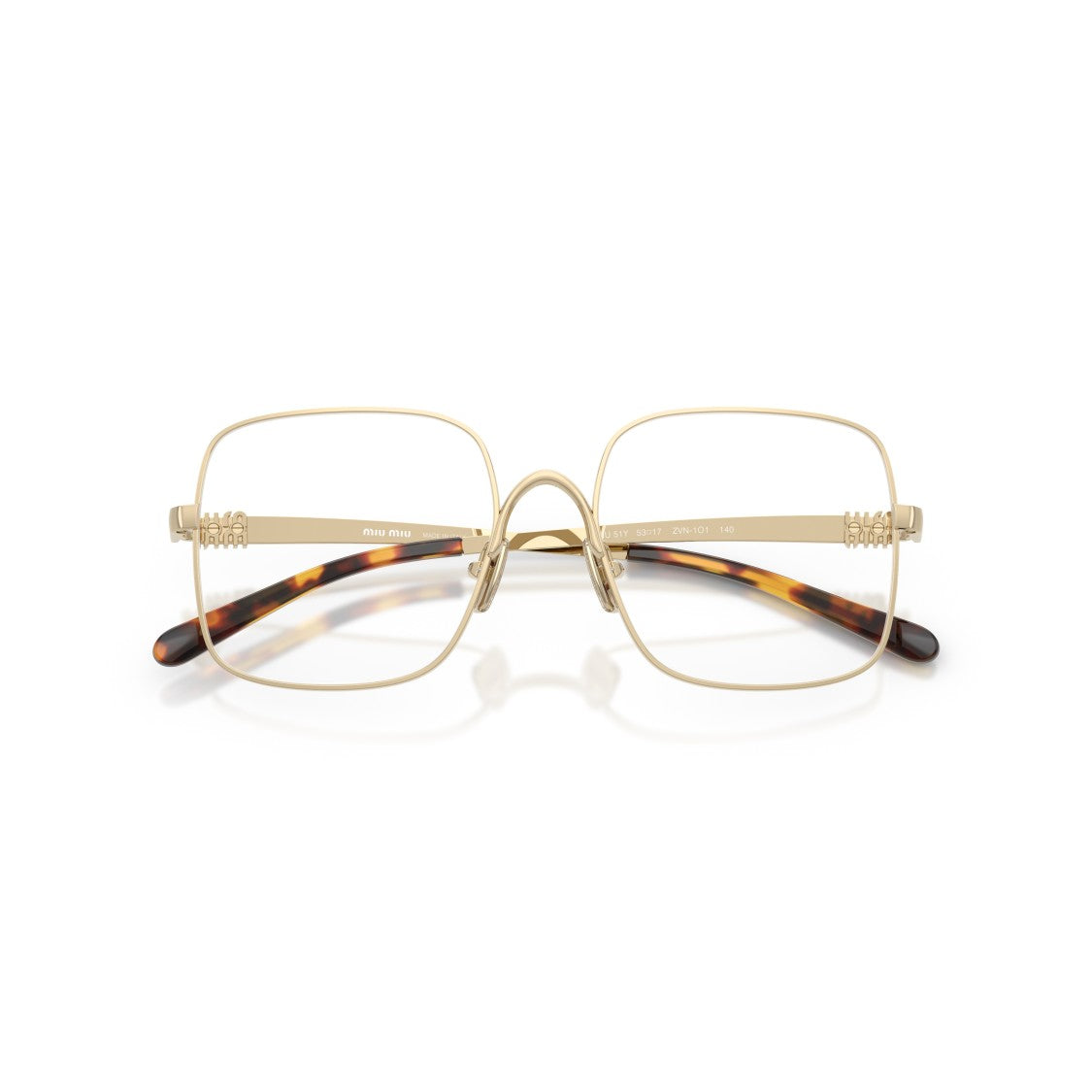 Miu Miu 0Mu 51Yv Square-Frame Gold Metal Sunglasses