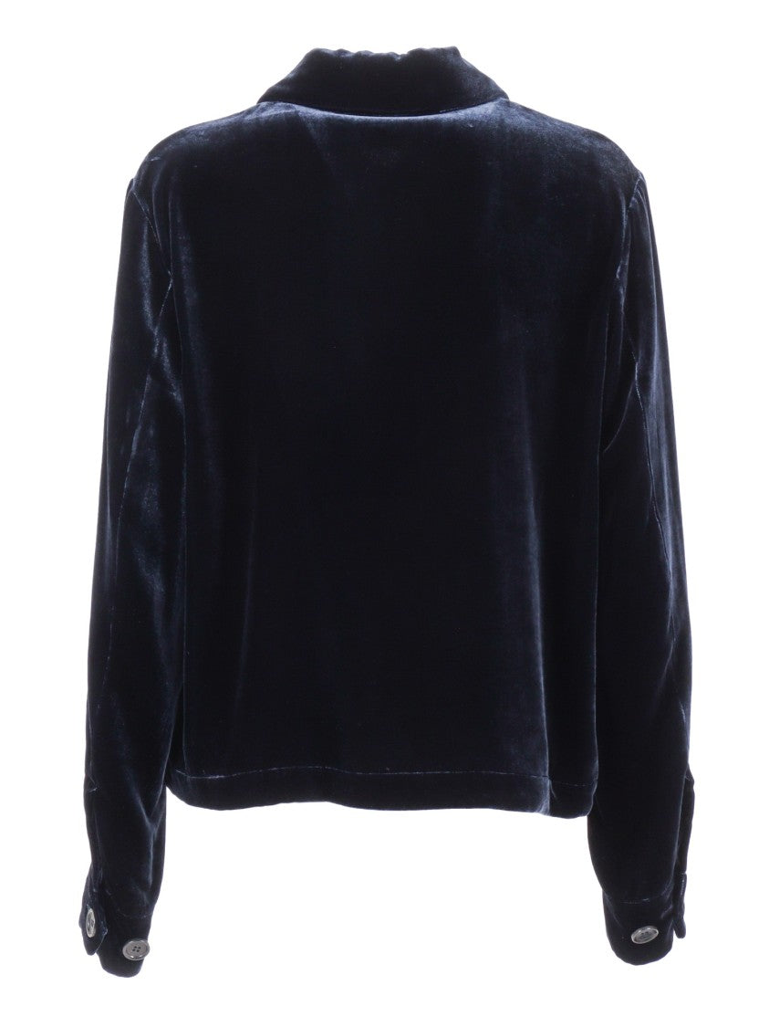 Aspesi Button-Up Blue Jacket With Soft Texture