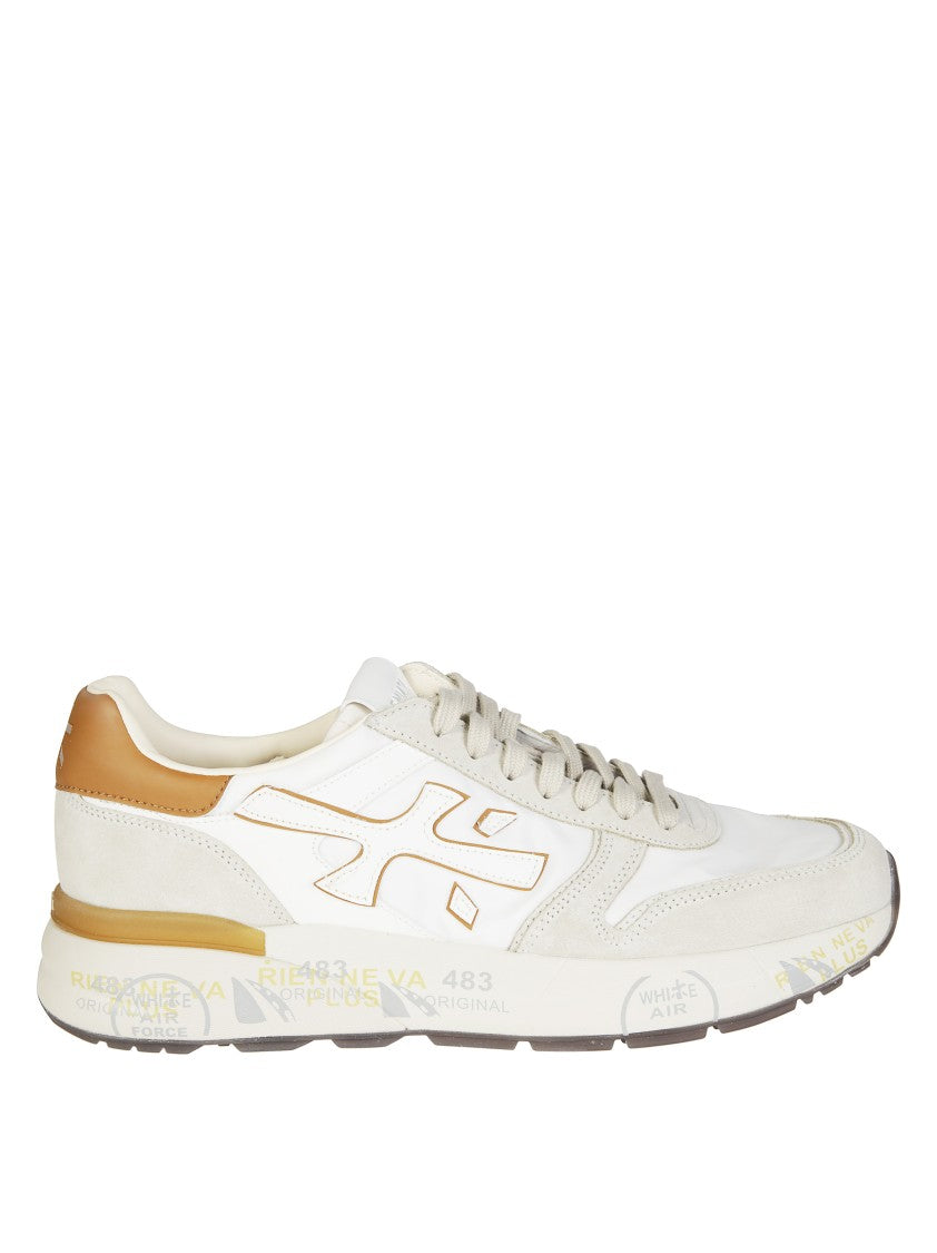 Premiata White Sneaker With Orange Suede Accents