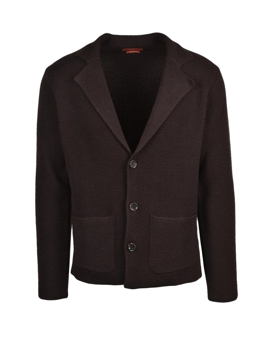Daniele Fiesoli Brown Merino Wool Knit Cardigan