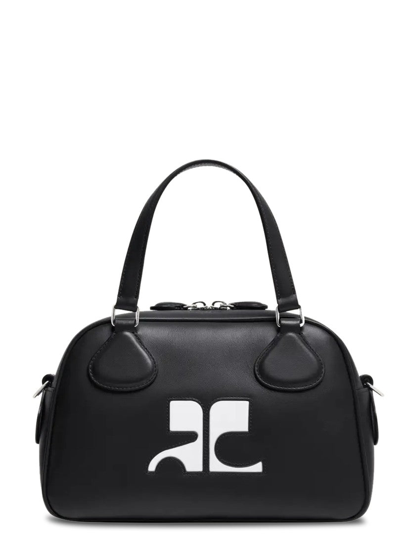 Courrèges Structured Black Bowling Bag With Versatile Carrying Options