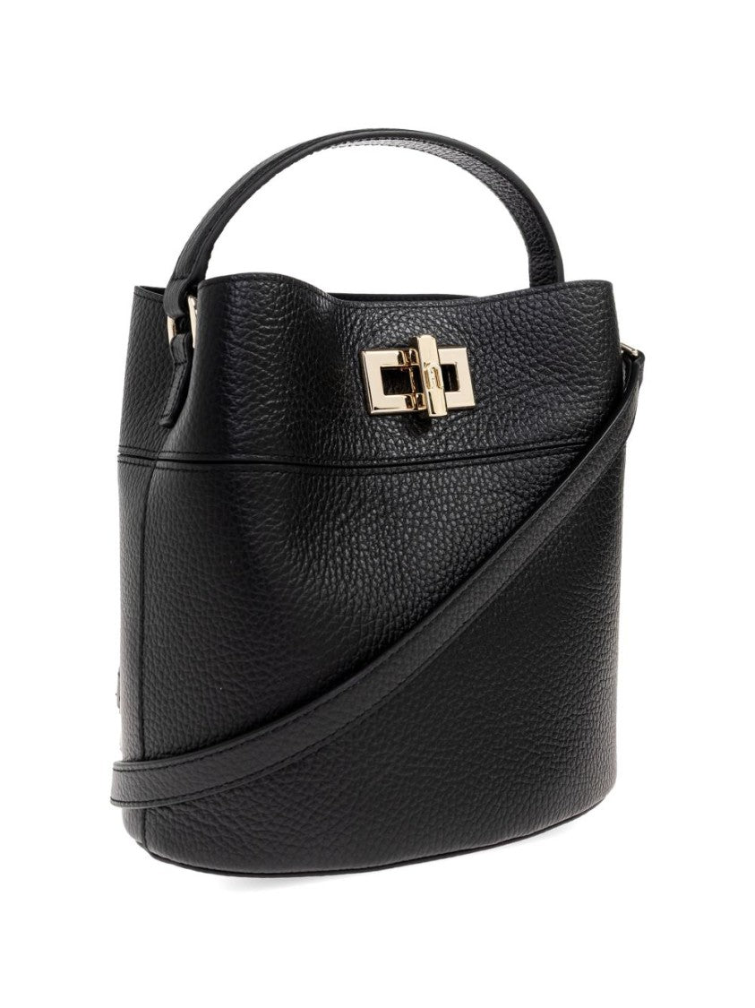 Furla Structured Pebbled Leather Gold-Closure Handbag