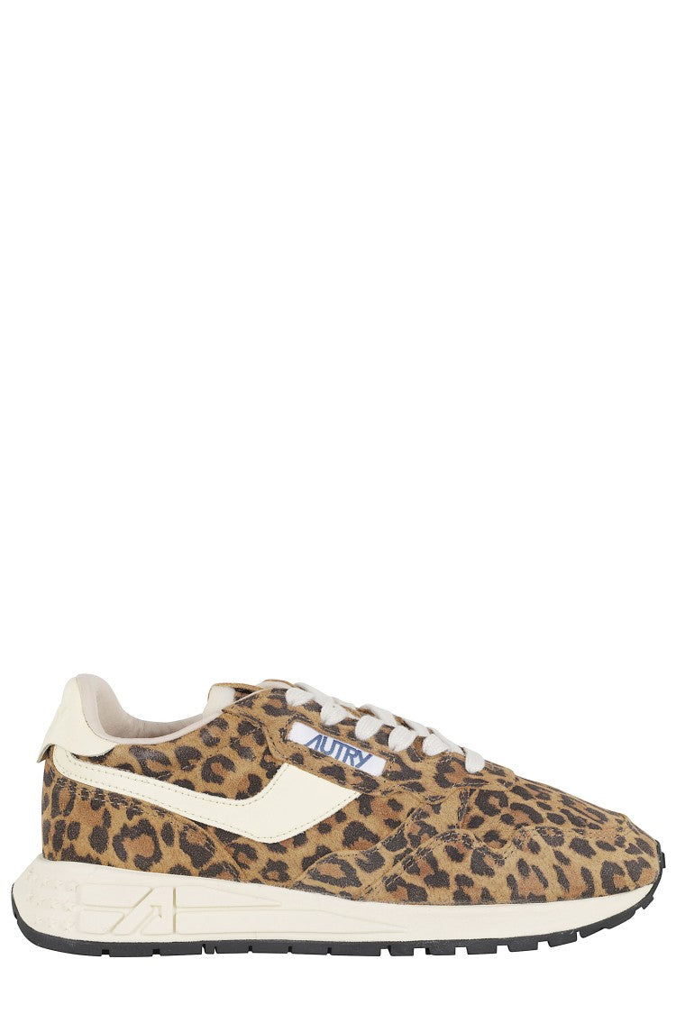 Autry Brown Leopard Print Reelwind Low Leather Sneakers