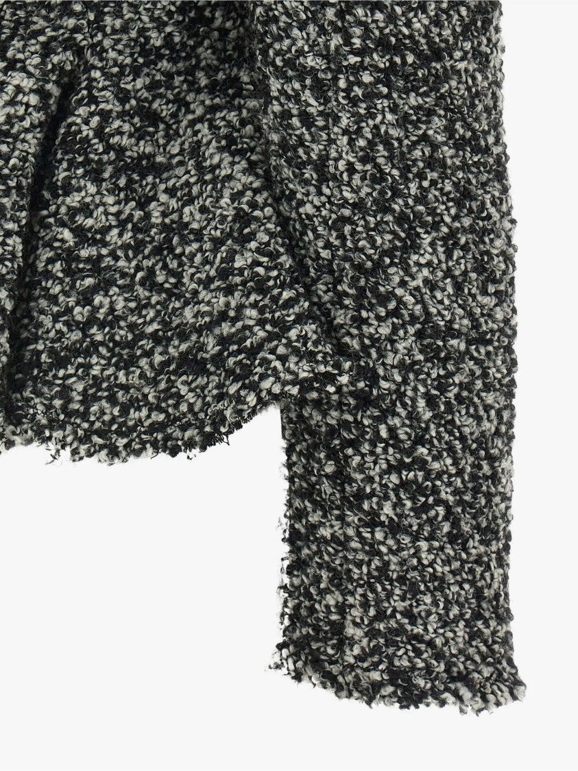 Alberta Ferretti Textured Fitted High Neck Wool-Blend Blazer