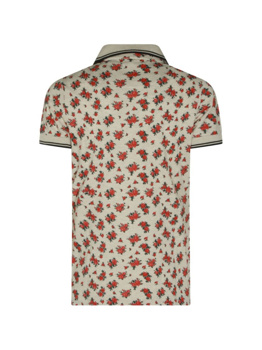 Vivienne Westwood Beige Floral Print Cotton Polo Shirt