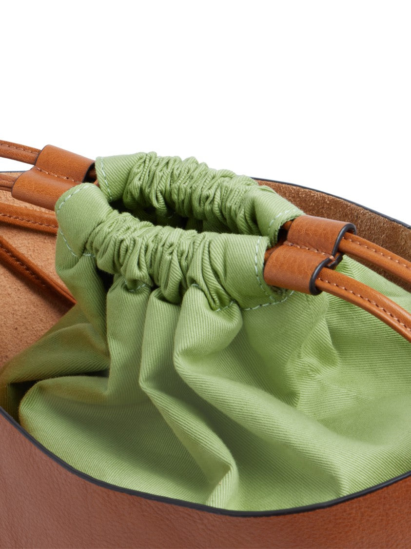 The Bridge Bucket Structured Leather Drawstring Satchel