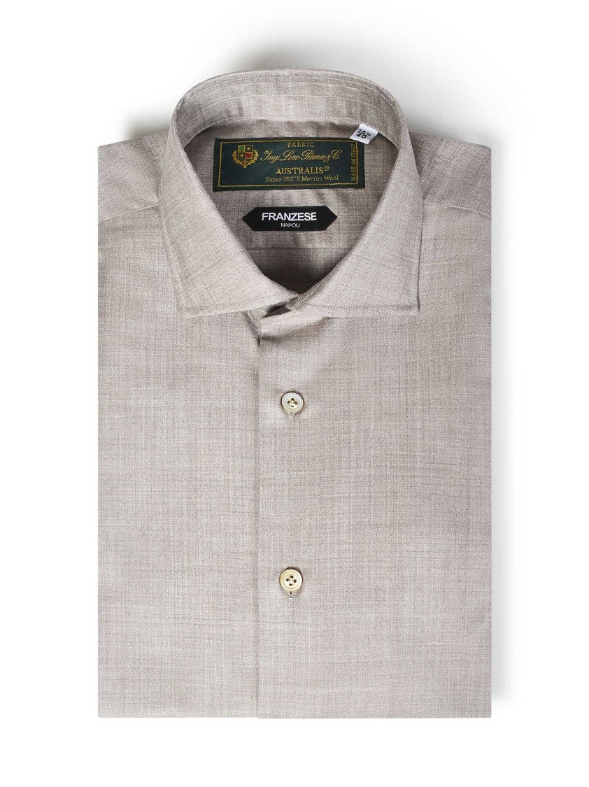 Franzese Collection Tailored Beige Shirt With Classic Collar