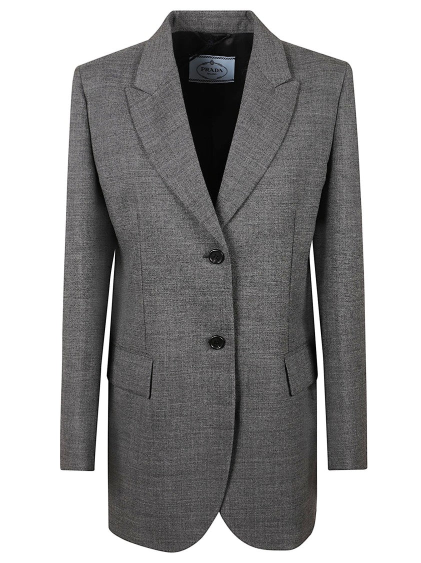 Prada Tailored Blazer With Notched Lapel And Flap Pockets