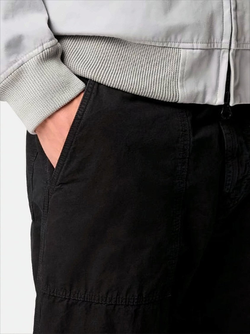 Stone Island Relaxed Fit Black Straight Pants With Minimalist Design
