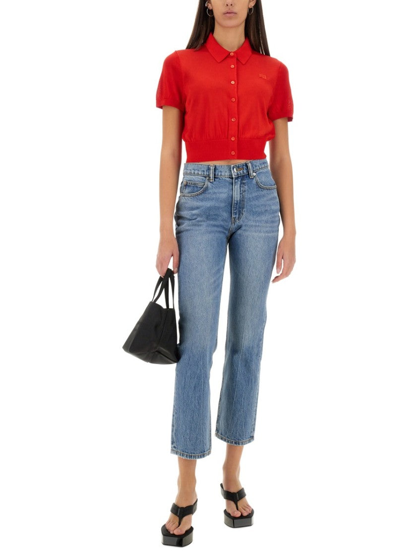 T By Alexander Wang Cropped Polo Cardigan