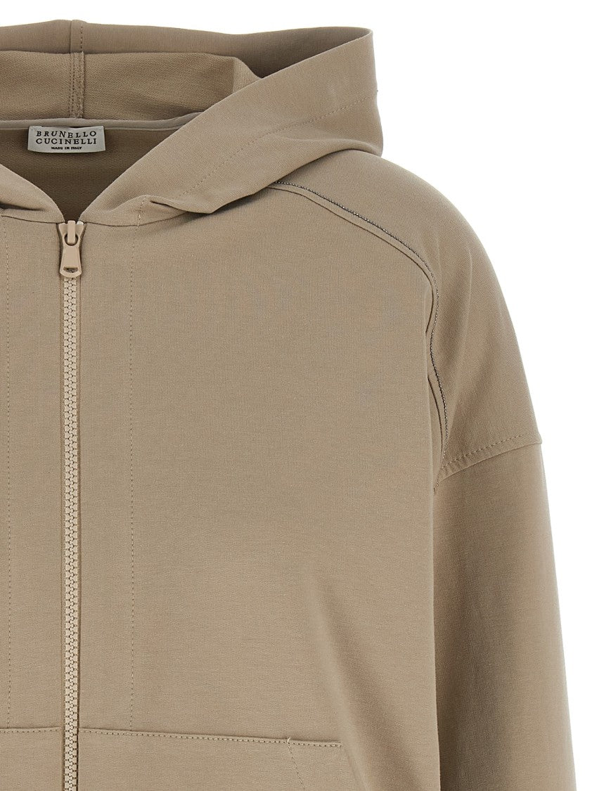 Brunello Cucinelli Gauze Cotton Hoodie With Monile Detail