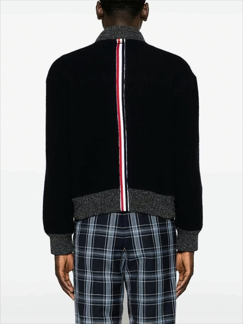 Thom Browne Tricolor Stripe Wool Bomber Jacket