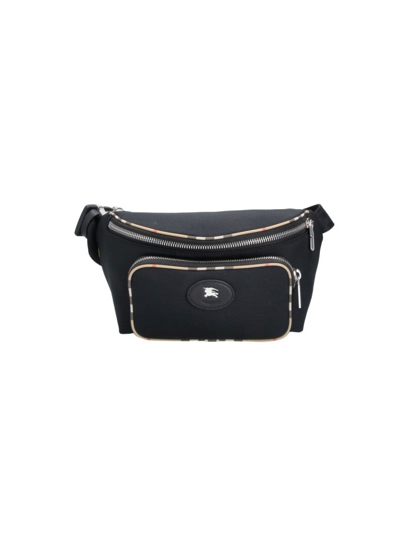 Burberry Black Fabric Check Belt Bag