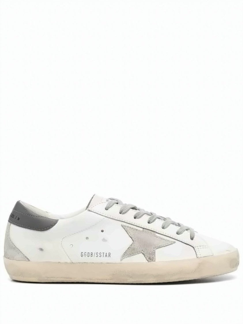 Golden Goose Distressed White Leather Low-Top Sneakers