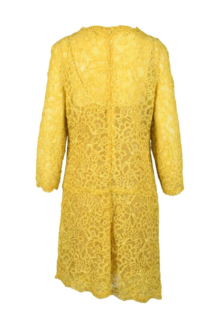 Ermanno Scervino Lace Dress Cotton Polyamide Viscose - Yellow