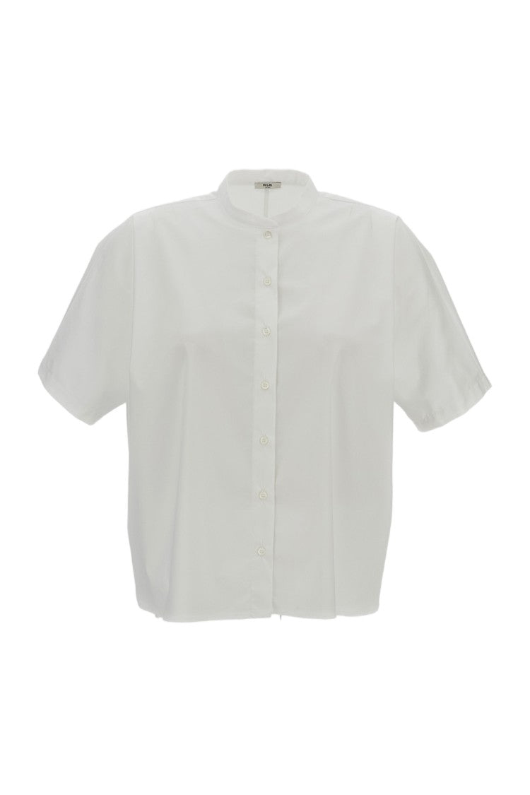 M.S.M. Milano Grandad Collar Shirt With Kimono Shoulders And Wide Silhouette